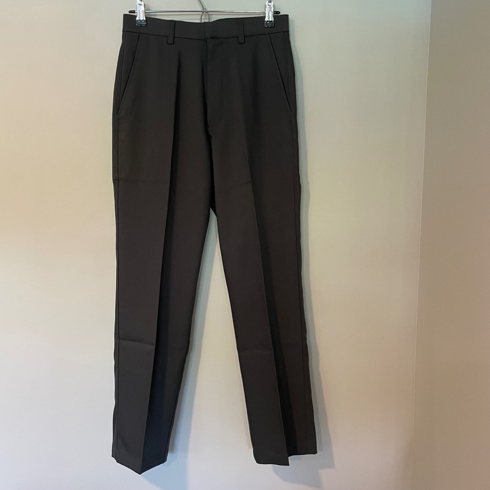 Oobe Mens Dress Pants Charcoal Gray Straight Leg Flat Front Trousers 28x30